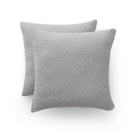 Set of 2 Plain Cotton Jacquard Diamond Cushion Covers 45 x 45 cm Decorative Pillow Cases Bedspread Sofa with Zipper Cotton Breathable and Soft Grey