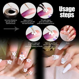 3D Flower Nail Charms,3D Flowers for Nails,More Then 600 Pcs of Mix Colors 3D Acrylic Flower Nail Art Rhinestones for Nail DIY Decorations (Mixed Color 1)