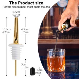 JNWINOG 12 Pack Liquor Pourers Spouts for Liquor Bottles Gold Bar Pour Spouts Liquor Pourers with Dust Caps Bottle Pourers for Alcohol, Speed Pourers for Liquor Bottles(Gold, 12 Pack)