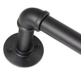 1 Inch Curtain Rods for Windows 120 to 240, Outdoor Industrial Adjustable Blackout Curtain Rod, Indoor Heavy Duty Wrap Around Drapery Pole, Black, 120-240"