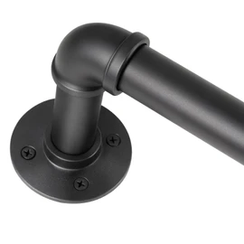 1 Inch Curtain Rods for Windows 120 to 240, Outdoor Industrial Adjustable Blackout Curtain Rod, Indoor Heavy Duty Wrap Around Drapery Pole, Black, 120-240"
