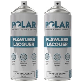 Polar Clear Satin Flawless Lacquer Spray - 2 x 13.5 Fl Oz - Clear Coat Spray Paint - Non-Yellowing & Scratch Resistant - Interior & Exterior Surfaces for Wood, Metal, Plastics, Glass & Ceramics