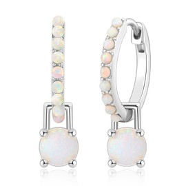 OKOKISS Rhodium Plated Sterling Silver Hoop Earrings for Women Month of Birth – Unique Rhodium Plated Sterling Silver Womens Earrings with Birth Stone – Elegant Colorful Dainty Earrings In Jewelry Pouch – Ideal for Office, Wedding, Everyday Wear (10-Octo