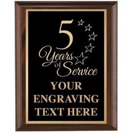 Anniversary Plaques - 7x9 5 Years of Service Anniversary Recognition Plaque Prime