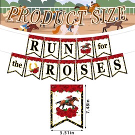 Habbiful Horse Racing Banner for Western Cowboy Cowgirl Party Supplies Run for The Roses Streamer Kentucky Derby Garland Banner for Racing Horse Wedding Birthday Party Home Decorations