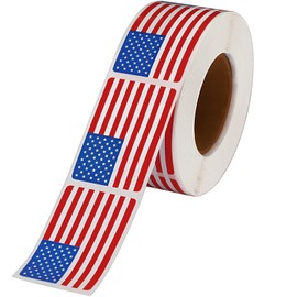 SANNIX 500 Pcs American Flag Sticker Roll,2 x 1.22 Inch US Flag Decal, USA Patriotic Stickers, Red White and Blue Stickers Adhesive Label for Memorial Day 4th of July Sport Game