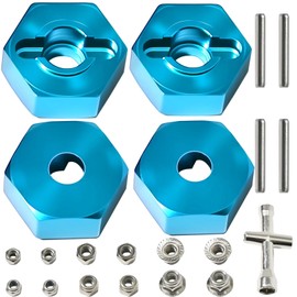 Aluminum 12mm Hex Wheel Hub with Flange M4 Nylon Lock Nut Cross Hex Wrench & M3 M4 Nylon Locknut for Traxxas Slash, Stampede Hsp Redcat Rc4wd Tamiya Axial SCX10 WLtoy 1/10 RC Car Truck Crawler Buggy