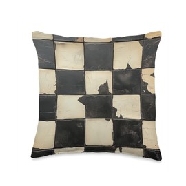 Retro Color Checkered Vintage Checkerboard Throw Pillow