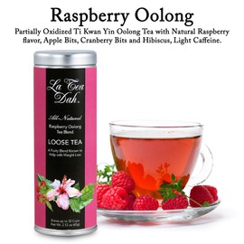 Raspberry Oolong Tea by La Tea Dah, Raspberry Loose Leaf Tea with Cranberry, Apple and Hibiscus, 32 Servings, Contains Caffeine (1.51oz)