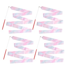 Ehuihuan Pack of 4 Gymnastics Bands with Glitter Colours, Rhythmic Sports Gymnastics Bands, Dance Band for Gymnastic Exercises, Gym Accessories for Dance and Gymnastic Exercises, 2 m