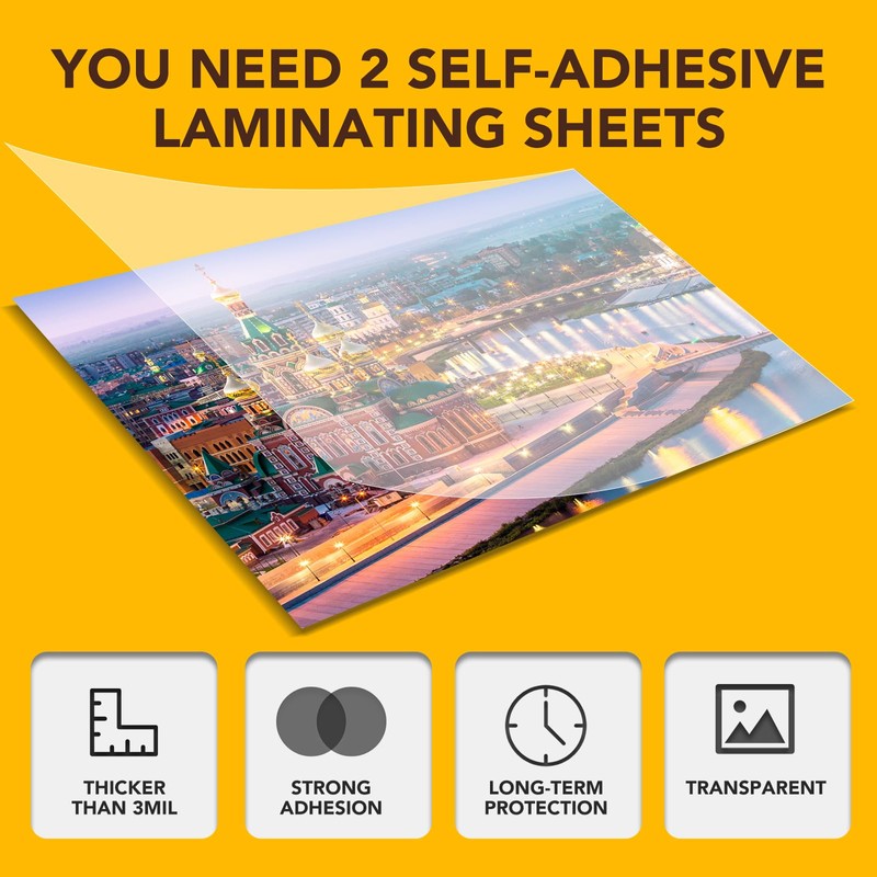 RowinsyDD 25 Pack Self Adhesive Laminating Sheets, 9 X 12