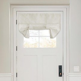 RYB HOME Linen Blend Small Window Curtains for Classroom Kitchen Clinic Cafe Basement Easy Installed Door Window Curtain Privacy, 1 Panel, W 24 x L 38 inches, Linen