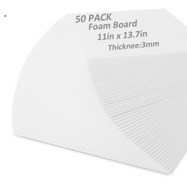 50 Pack White Foam Board for Projects, 11 x 13.7Inch Foam Core Baking Board Mat Board Center, 1/8Inch Thick Polystyrene Foam Sheet for School, Presentation, Signage & Art Crafting