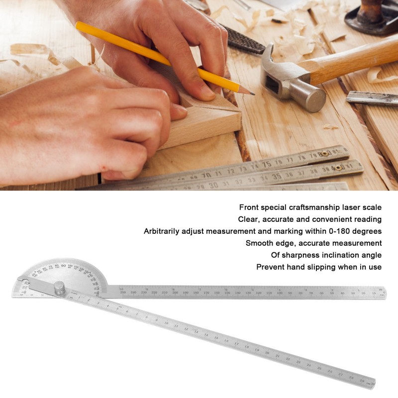 Angle Protractor 0‑180 Degree 2 Arm Finder Stainless Steel Woodworking