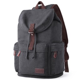 Vintage Canvas Backpack for Men 23L Travel Backpacks with 16 Inch Laptop Compartment Rucksack Shoulders Pack for College, Work, Business, Daily (Navy, 23L)