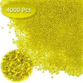 3mm Round Pony Beads for Crafting, 8/0 Friendship Bracelet Beads, Colored Jewelry Making Supplies for Key Chain Ornaments & Decorations 4000 Pcs (Yellow)