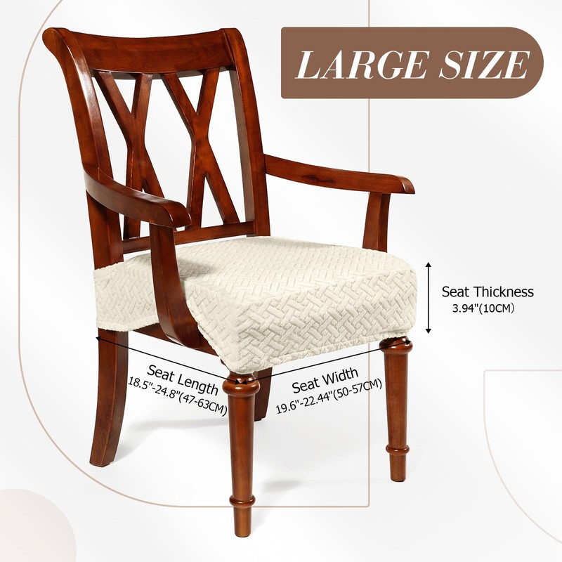 Large Jacquard Dining Room Chair Seat Covers with Armrest Dining