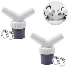 Washing Machine Drain Adapter, Washing Machine Drain Double Connection, Pipe Diameter 40 mm and Input Diameter 18-23 mm, with 2 Hose Clamps, for Washing Machine, Dishwasher, Dryer, Pack of 2