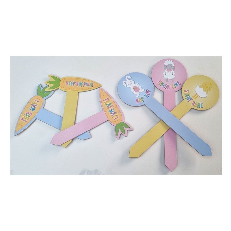 LR Supplies Easter Egg Hunt Signs 6pcs Wooden Garden Trail