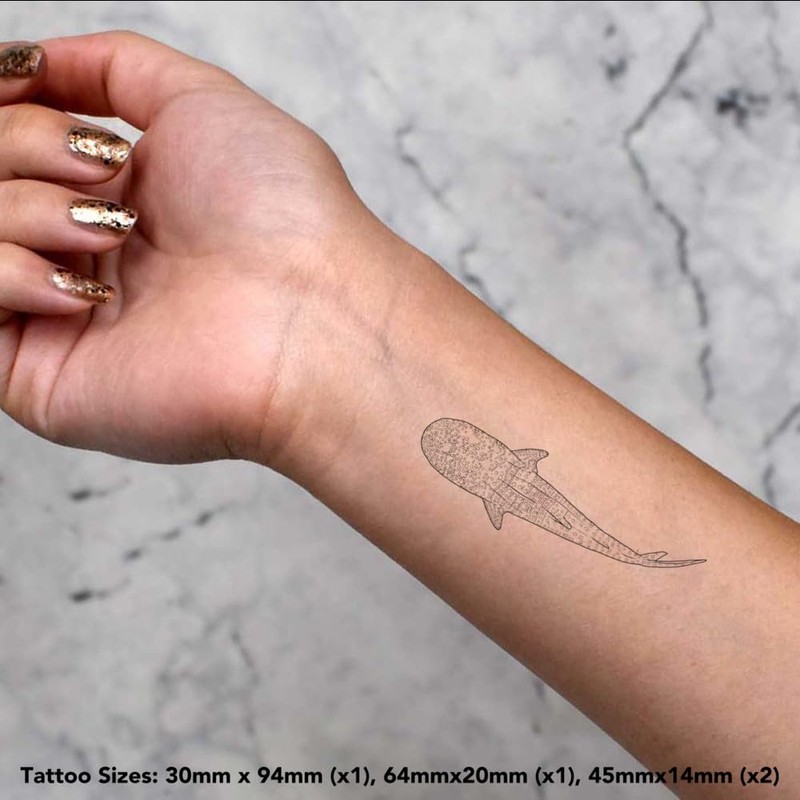 4 x 'Whale Shark' Temporary Tattoos - Water Resistant, Skin-Safe,