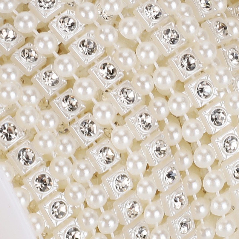10m Beautiful Faux Pearl Bead String with Artificial Diamonds Decoration