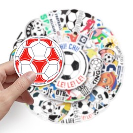 Soccer Stickers,50 PCS Football Graffiti Vinyl Waterproof Decals for Water Bottles Computer Bicycle Skateboard Luggage Phone Pad Laptop Kids Teens Stickers Pack