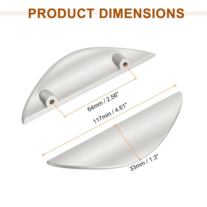 sourcing map 2 Pack Half Moon Cabinet Pull, 2.52" Hole