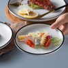 BonNoces 6-inch Small Porcelain Appetizer Plates, White with Black Edges