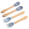 Ginbear Silicone Baby Spoon and Fork Self-feeding, Baby Flatware Sets