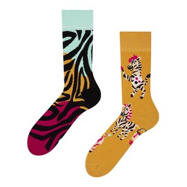 Dedoles Unisex Socks for Women, Men & Kids Cotton Funny Designs Soccer Bicycle Horses Plants Firefighter Gift Left Right Different, color: Multicolor, design: Zebra Artist, size: 6.5-9.5