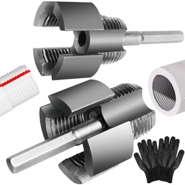 Pipe Thread Cutting Tool Integrated Internal and External,Pipe Threading Tool, Pvc Pipe Threader for 1/2'' 3/4'' 1'' Dies, Electric Drill Compatible Threading Tool (2PCS)