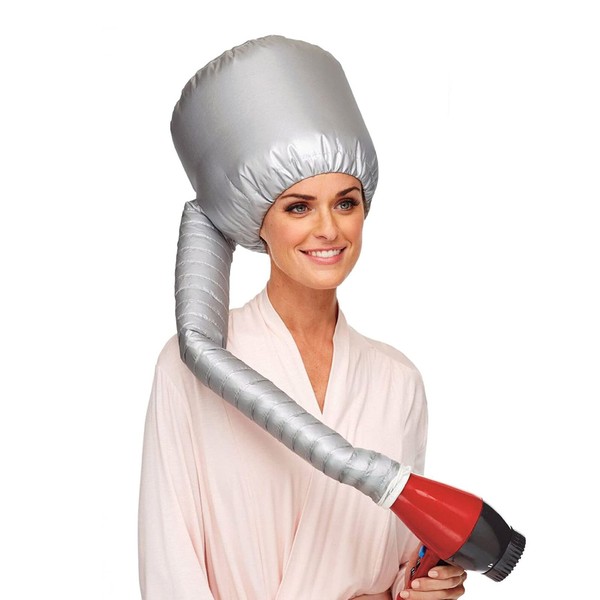 Portable Hair Dryer Bonnet Attachment for Hair Styling, Hair Color, Hair Condition and More - Silver