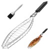 Heavy Duty 430 Stainless Steel Fish Grill Basket With Detachable