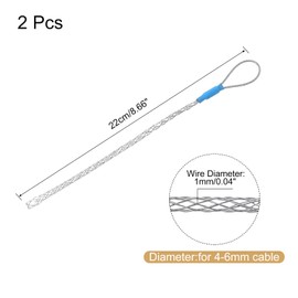 sourcing map Cable Pulling Grip for 4-6mm Cable(Blue) 22cm,0.72FT Wire Mesh Puller Socks Grip Single Head Galvanizing Steel Wire Grips Net Cover Smooth,2 Pcs