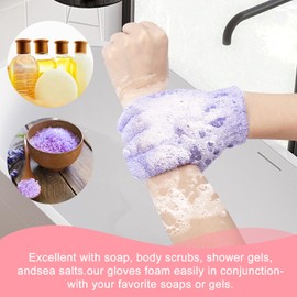 UOCAI 10 Stück Peelinghandschuh und 2 Duschhaube, Exfoliating Gloves Massage Handschuh Körperpeeling Handschuh Duschhandschuh Waschhandschuh Körper für Frauen Dusche Spa Massage
