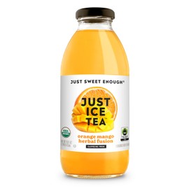 Just Ice Tea Organic Iced Tea, Orange Mango, 16 Fl Oz Glass Bottles, Pack of 12