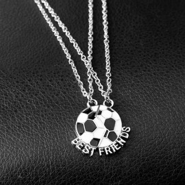 Best Friend BFF Gifts Necklace for 2 Girls Boys Matching Friendship Necklaces for 2 Best Friends Soccer Necklace for BFF Best Friend Football Gift Necklaces for Boys Girls