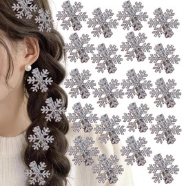 20 Pcs Sparkly Rhinestone Snowflake Hair Clips for Women,Silver Decorative Winter Xmas Hair Pins Hair Barrettes, Cute Hair Clips Christmas Hair Accessories (1.18 inch)