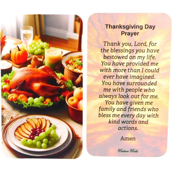 Westmon Works Thanksgiving Prayer Card Bundle Bulk Pack Made in