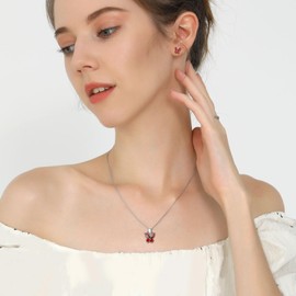 SILVERCUTE Necklace for Her Cute Butterfly Jewellery Sterling Silver July Ruby Birthstone Necklaces Women