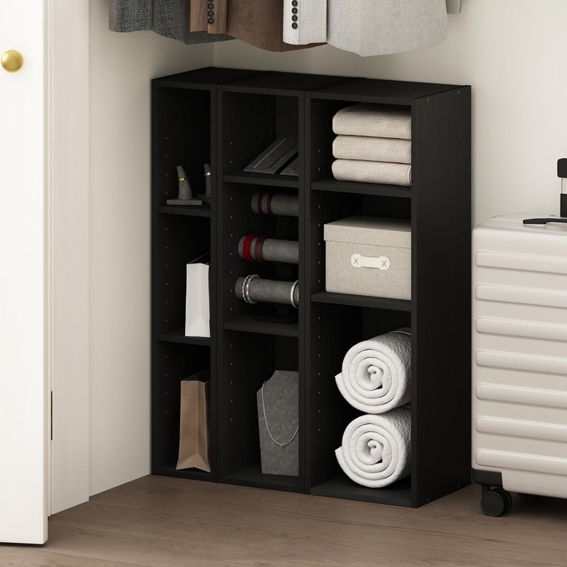 Furinno Reed 3-Tier Closet Organizers and Storage, Closet Organizer, Open