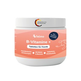 Felmo- Hochdosiert B-Vitamine + Tabletten für Hunde (120g) einschließlich Vitamin B1, B2, B3, B6 und B12 - Mit Biotin & Bierhefe leicht zu verabreichen- Mit Tierärzten entwickelt und empfohlen