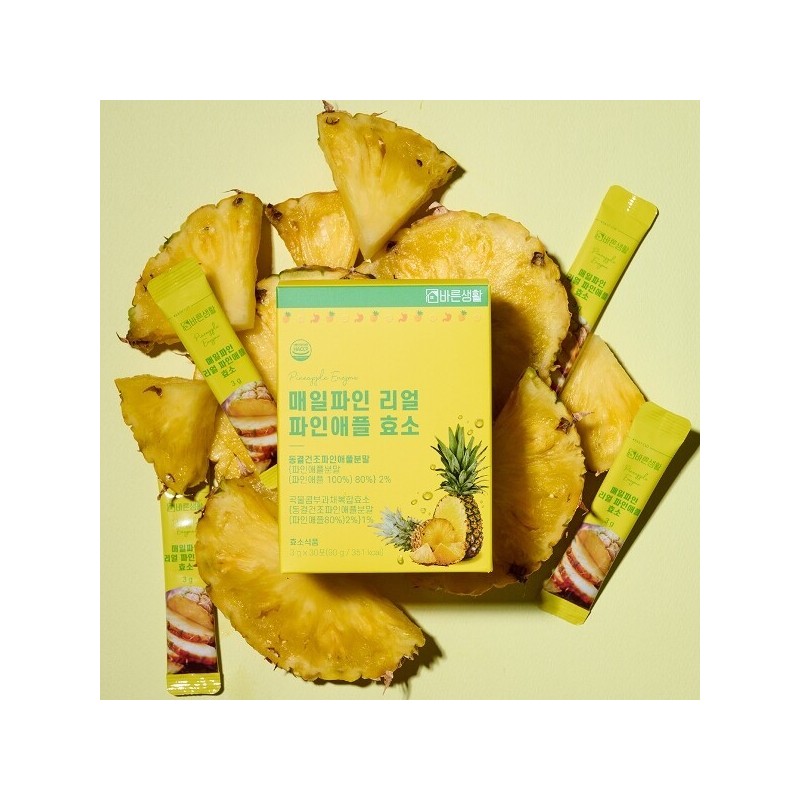 바른생활 리얼 파인애플 효소 1박스(1개월분) 3g x 30포 역가수치 높은