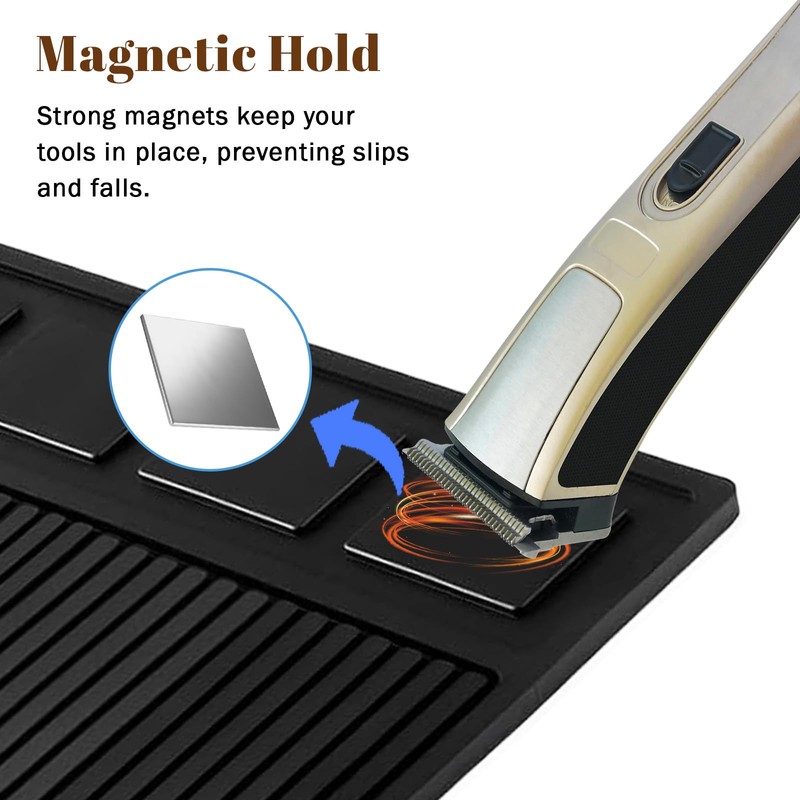 Adevar Magnetic Barber Mat for Clippers,Barber Station Organizer Mat for