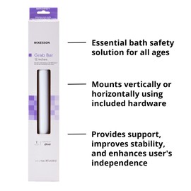 McKesson Grab Bar for Bathtub and Showers, Streel, White, 12 in L, 3 Count