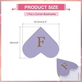 PATIKIL Initial F Corner Bookmarks, Heart Shape Leather Book Marks Page Markers Cute Page Clip for Men Women Teacher Reader Book Lover Writers, Purple