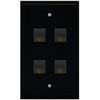 RiteAV - 4 Port Cat6 Ethernet Wall Plate - Black