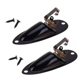 TUOREN 2Pcs Guitar Input Jack Socket Plate 1/4 Inch Output Loaded Parts Black Guitar Jack Plate with Screws Nut Compatible with Fender Stratocaster Strat Electric Guitar Replacement Parts