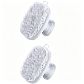 Silicone Multifunctional Cleaning Brush, Cleansing and Bathing Brush, Ergonomic Grip, Suitable for All Skin Types, exfoliating Brush (White 2pcs)
