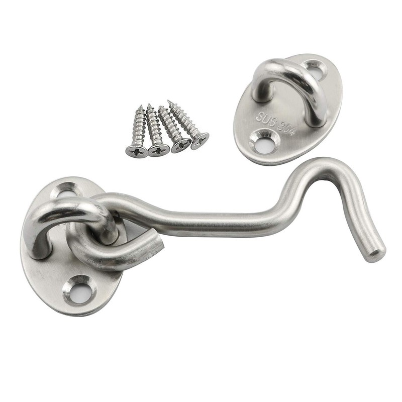 RLECS 2pcs Hook Eye Latch Lock 304 Stainless Steel Security